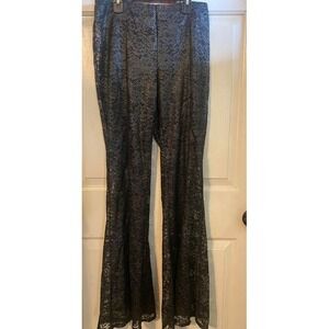 Black Lace Wide Leg Pants Metallic Sheen Women Size 10. Divided H&M. New.